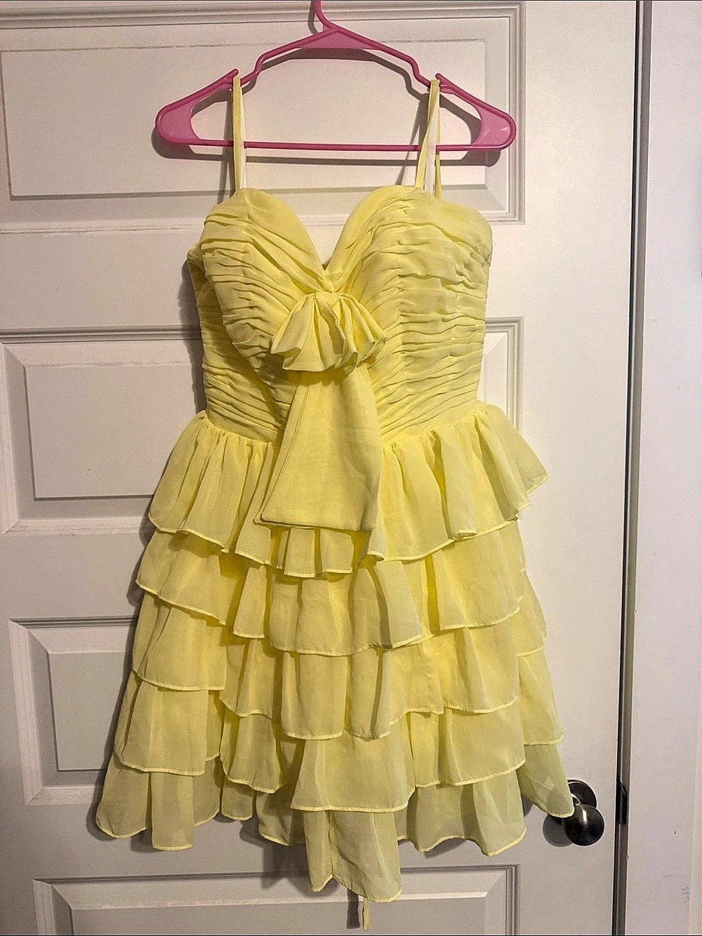 Yellow Ruffle Mini Dress Size 8